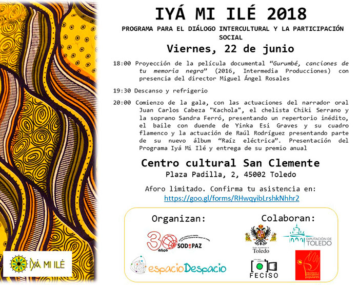 El Ayuntamiento colabora este viernes con el programa para el diálogo intercultural y la participación social ‘Iyá Mi Ilé 2018’